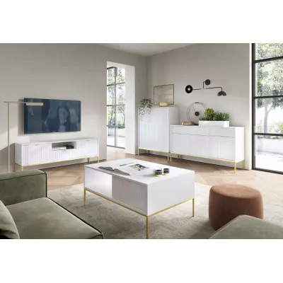 Televizní stolek MISHEEL - bílý / zlatý