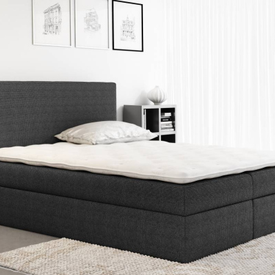 Dvoulůžková čalouněná postel Ella černá 140 + Topper zdarma