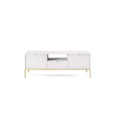 Televizní stolek MISHEEL - bílý / zlatý