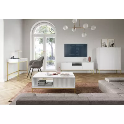 Konferenční stolek MISHEEL - bílý / zlatý