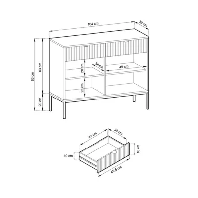 Kombinovaná komoda MISHEEL - bílá / černá