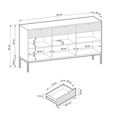 Široká kombinovaná komoda MISHEEL - bílá / černá