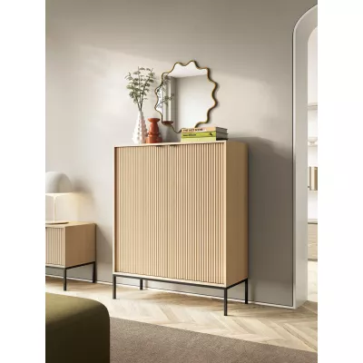 Vysoká komoda MISHEEL - dub / černá