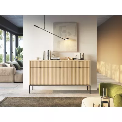 Široká kombinovaná komoda MISHEEL - dub / černá