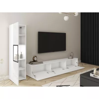 Obývací stěna HEXIO - bílá / bílá lesklá