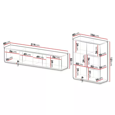 Obývací stěna FLUXA - tmavě béžová / tmavě béžová + zlatá