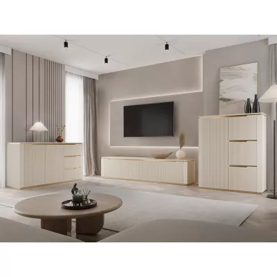 Obývací sestava FLUXA - tmavě béžová / tmavě béžová + zlatá