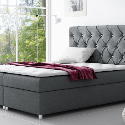 Čalouněná postel s úložným prostorem VIVIEN - 200x200, šedá + topper zdarma