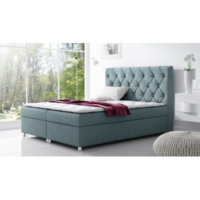 Čalouněná postel s úložným prostorem Vivien modrá 180 + topper zdarma