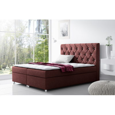 Čalouněná postel s úložným prostorem Vivien vínová 140 + topper zdarma