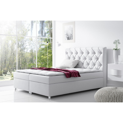 Čalouněná postel s úložným prostorem Vivien bílá eko kůže 120 + topper zdarma