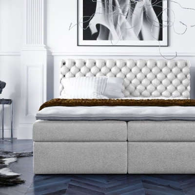 Stylová kontinentální postel Giulio smetanové 200 x 200 + topper zdarma