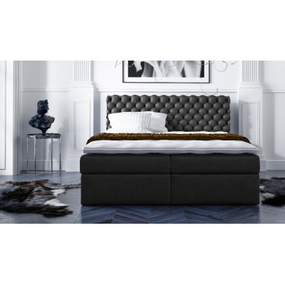 Stylová kontinentální postel Giulio černá 200 x 200 + topper zdarma