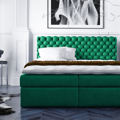 Stylová kontinentální postel Giulio zelená 200 x 200 + topper zdarma
