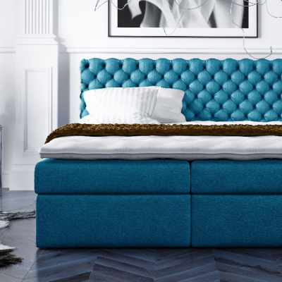 Stylová kontinentální postel Giulio modré 180 + topper zdarma