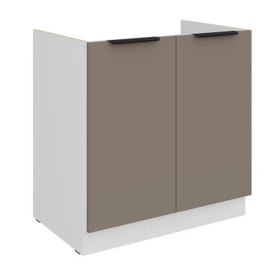 Dřezová skříňka LUNARA - šířka 80 cm, tmavě béžová / bílá