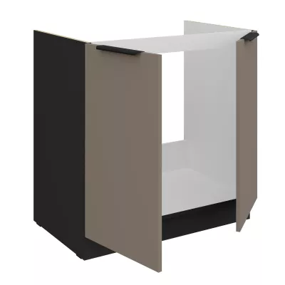 Dřezová skříňka LUNARA - šířka 80 cm, tmavě béžová / černá