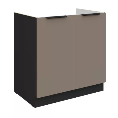 Dřezová skříňka LUNARA - šířka 80 cm, tmavě béžová / černá