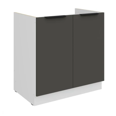 Dřezová skříňka LUNARA - šířka 80 cm, grafit / bílá