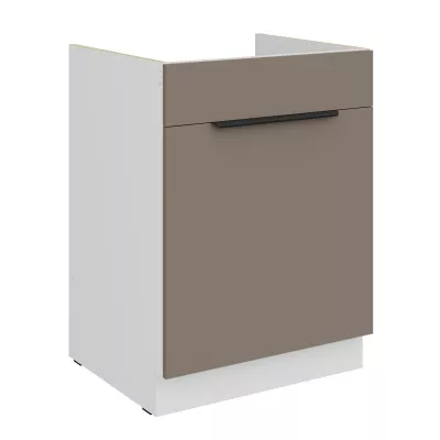 Dolní skříňka na dřez LUNARA - šířka 60 cm, tmavě béžová / bílá