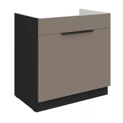 Dolní skříňka na dřez LUNARA - šířka 80 cm, tmavě béžová / černá