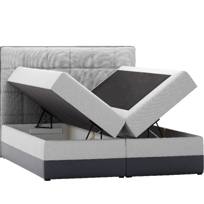 Dvojlůžko s matrací a roštem Sandy šedé, bílé 180 + topper zdarma