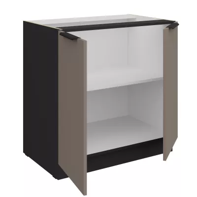 Dolní dvoudveřová skříňka LUNARA - šířka 80 cm, tmavě béžová / černá