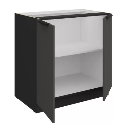 Dolní dvoudveřová skříňka LUNARA - šířka 80 cm, grafit / černá