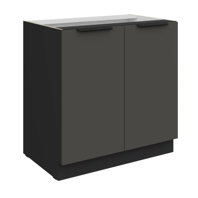 Dolní dvoudveřová skříňka LUNARA - šířka 80 cm, grafit / černá