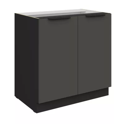 Dolní dvoudveřová skříňka LUNARA - šířka 80 cm, grafit / černá