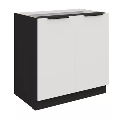 Dolní dvoudveřová skříňka LUNARA - šířka 80 cm, bílá / černá