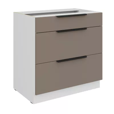 Dolní šuplíková skříňka LUNARA - šířka 80 cm, tmavě béžová / bílá
