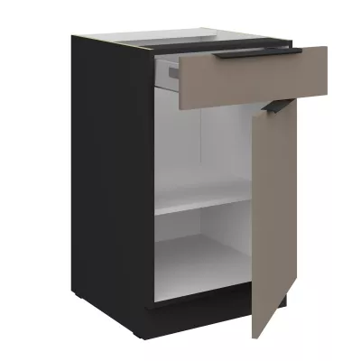 Dolní skříňka se šuplíkem LUNARA - šířka 50 cm, tmavě béžová / černá