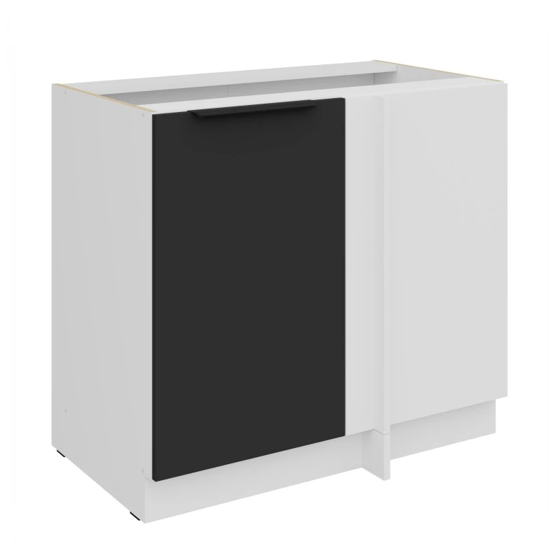 Prodloužená rohová skříňka LUNARA - šířka 90 cm, černá / bílá