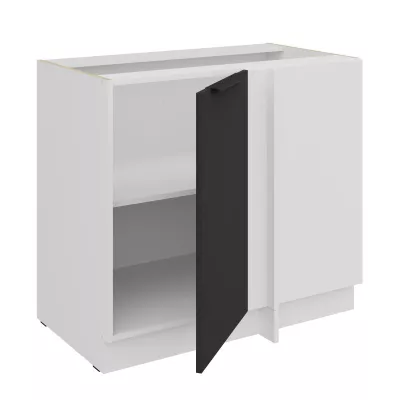 Prodloužená rohová skříňka LUNARA - šířka 90 cm, černá / bílá