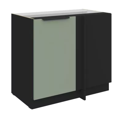 Prodloužená rohová skříňka LUNARA - šířka 90 cm, zelená / černá