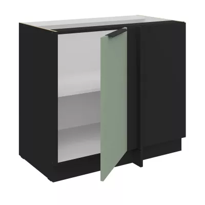 Prodloužená rohová skříňka LUNARA - šířka 90 cm, zelená / černá