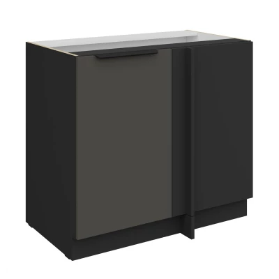 Prodloužená rohová skříňka LUNARA - šířka 90 cm, grafit / černá