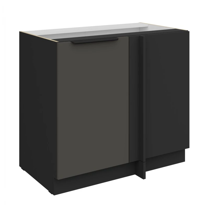 Prodloužená rohová skříňka LUNARA - šířka 90 cm, grafit / černá