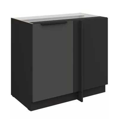 Prodloužená rohová skříňka LUNARA - šířka 90 cm, grafit / černá