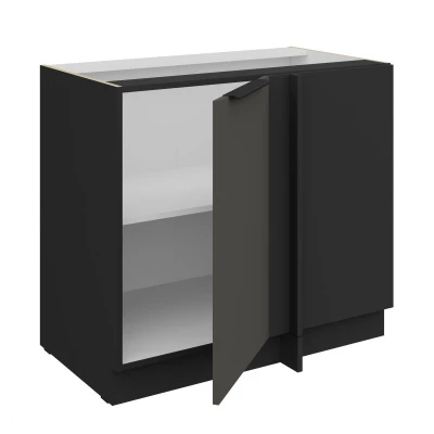 Prodloužená rohová skříňka LUNARA - šířka 90 cm, grafit / černá