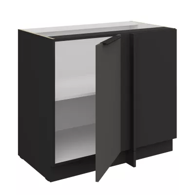 Prodloužená rohová skříňka LUNARA - šířka 90 cm, grafit / černá