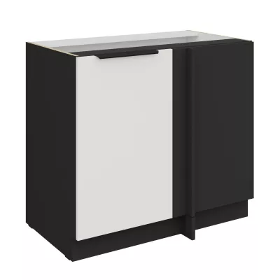 Prodloužená rohová skříňka LUNARA - šířka 90 cm, bílá / černá