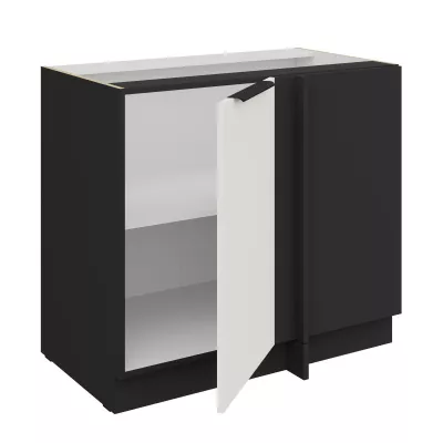Prodloužená rohová skříňka LUNARA - šířka 90 cm, bílá / černá