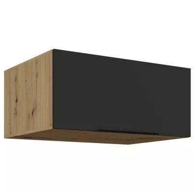 Hluboká digestořová skříňka LUNARA - šířka 80 cm, černá / dub artisan
