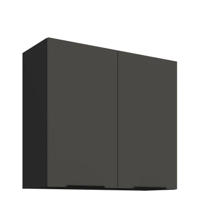 Horní kuchyňská skříňka LUNARA - šířka 80 cm, grafit / černá