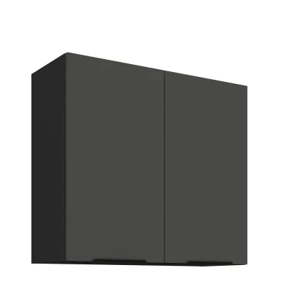 Horní kuchyňská skříňka LUNARA - šířka 80 cm, grafit / černá