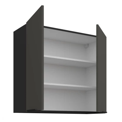 Horní kuchyňská skříňka LUNARA - šířka 80 cm, grafit / černá