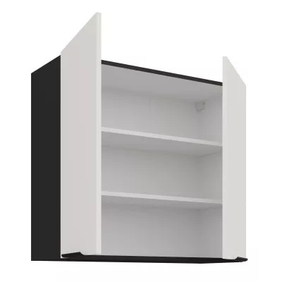Horní kuchyňská skříňka LUNARA - šířka 80 cm, bílá / černá