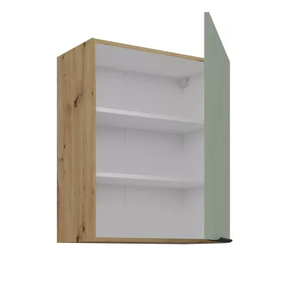 Horní kuchyňská skříňka LUNARA - šířka 60 cm, zelená / dub artisan